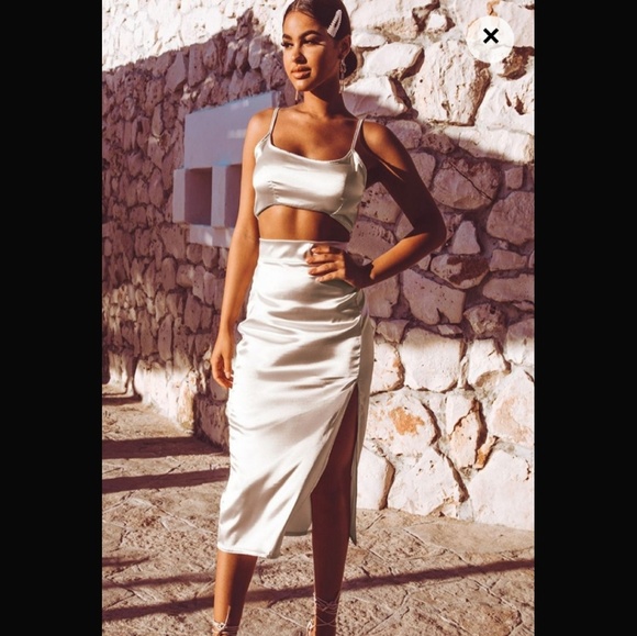 PrettyLittleThing Dresses & Skirts - PrettyLittleThing Champagne Top and Skirt